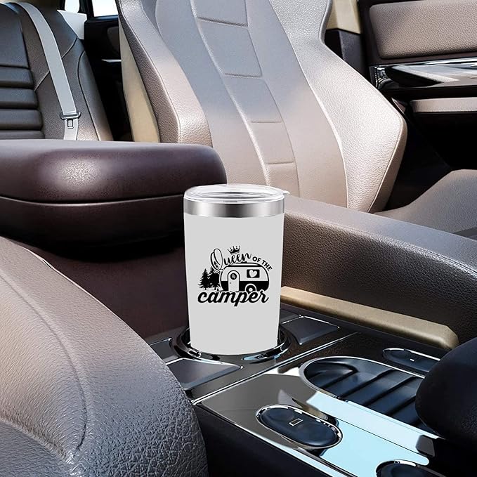 Queen of the Camper Tumblers with Lids and Straws, Camping RV Stainless Steel Vacuum Insulated Travel Tumbler Cups 20 OZ for Girls Women