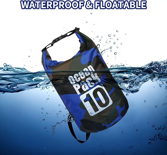 Dry Bag Waterproof for Women Men,5L Rolled Lightweight Dry Storage Bag Backpack with Phone Case for Travel,Swimming,Boating, Kayaking,Camping & Beach,Blue