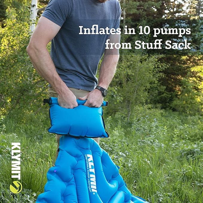 Klymit Insulated Double V Sleeping Pad and Luxe Travel Pillow Bundle