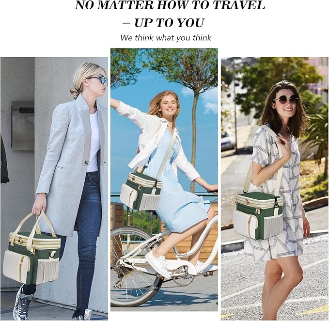 Lunch Box & Lunch Bag for Women Men, Large Insulated Adult Lunch Box Leakproof Lunchbox Cooler Bag for Work Picnic Beach,16L, Army Green & White