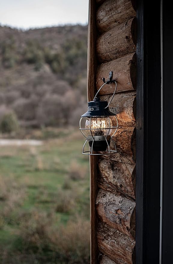 Barebones Railroad Lantern – Ocean Blue, Vintage-Inspired LED Camping Lantern with Rechargeable Battery – Adjustable Brightness Outdoor Light for Camping Gear, Backyard, and Home Decor