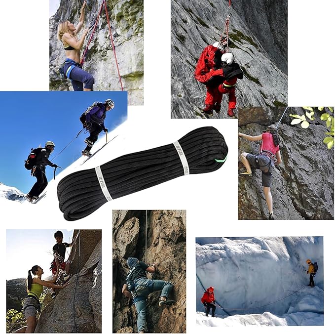 Ritafc Static Climbe Rope Rappelling Ropes 150FT(46M) UIAA Static Line Nylon Kern Mantle Rope for Mountain Tree Climbe, Hauling, Rescue