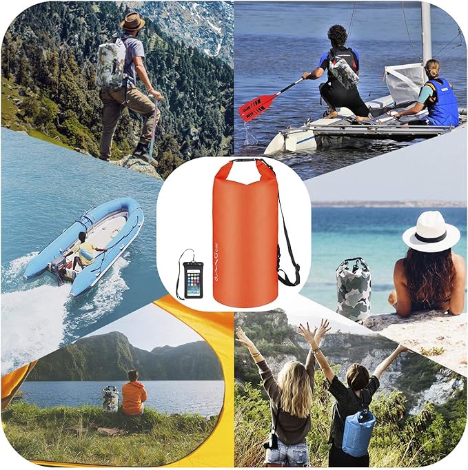 OMGear Waterproof Dry Bag Backpack Phone Pouch 40L/30L/20L/10L/5L Floating Dry Sack for Kayaking Boating Outdoors Activities