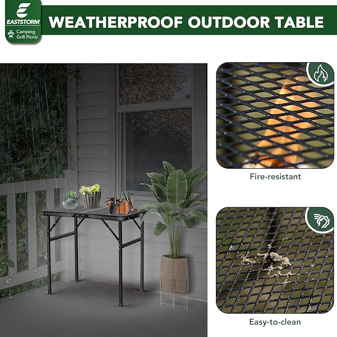 Small Folding Table, Easy for Storage, Compact and Portable Picnic Table for Grill, Outdoor Camping, Garden, Patio, Dining, BBQ, Party, Market, 2Ft (Small, Black)