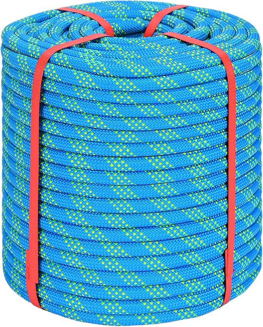 Arborist Rigging Rope - Blue 1/2 in x 250 Ft Static Bull Rope for Climbing Tree Felling Pulling Various Outdoor Applications Construction Swing Sailing