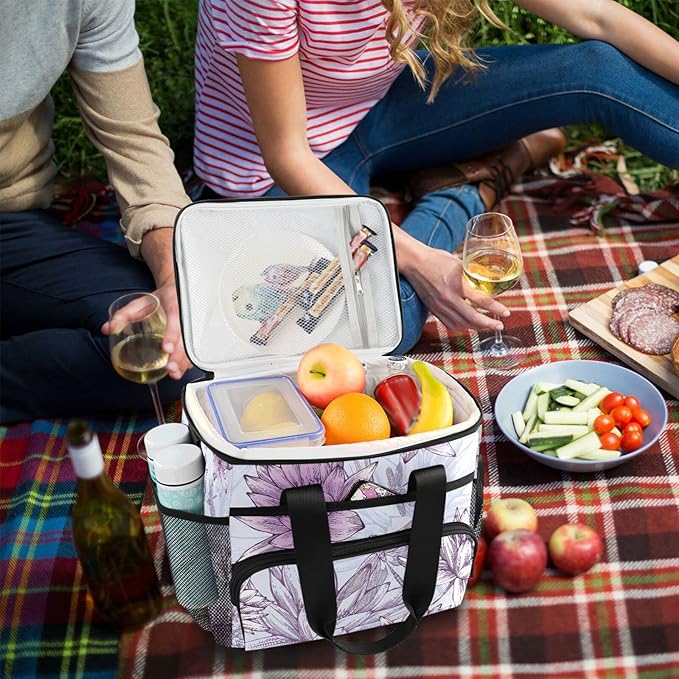 Cooler Bag Insulated Picnic Bag Large Lunch Box Reusable Tote Bag Soft Sided Portable Beach Cooler Grocery Camping