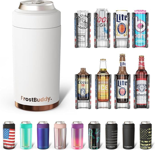 Frost Buddy Universal Can Cooler - Fits All - For Regular 12 & 16 oz or Slim-Size Bottles - Insulated Double-Walled Stainless Steel (Copper Kiss)