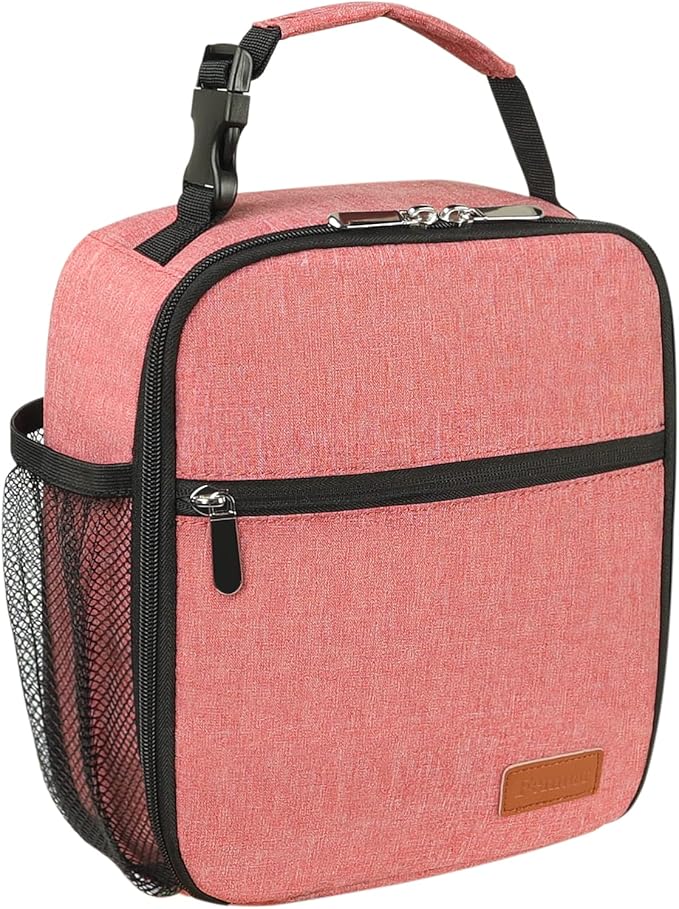 Femuar Lunch Box for Men Women Adults Small Lunch Bag for Office Work Picnic - Reusable Portable Lunchbox, Pink
