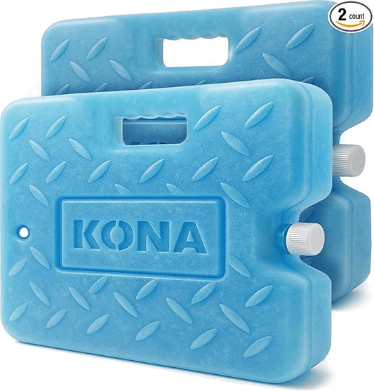 Kona Large Ice Pack for Coolers [Blue Ice 4lb] Extreme Long Lasting Design Absorbs Heat to Cool Faster - Refreezable. Reusable. Colder Than Ice (-5C) Cooler Ice Pack