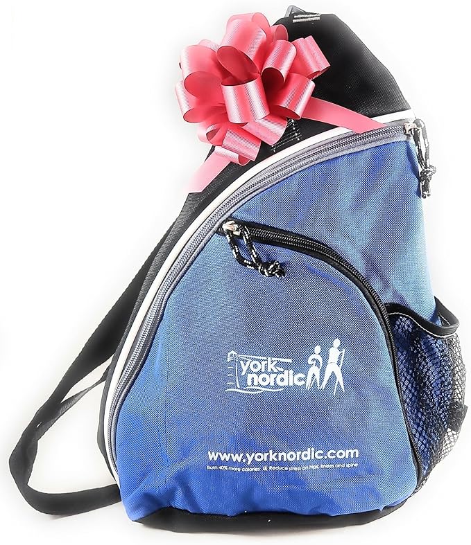 York Nordic 5 Piece Travel Walking Pole Gift Set - Folding Travel Poles, Training Videos, Water Bottle, Pedometer, Travel Bag, and Accessories