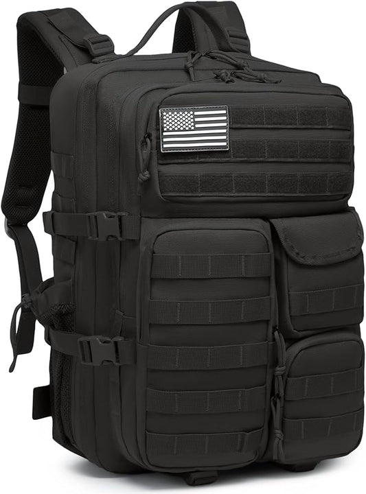 Wotony Tactical Backpack - Military waterproof backpack with multiple pockets and tactical gear for the outdoors (Black, 45L)