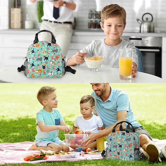 Lunch box Kids,Insulated Cat Lunch Bag Cute Small Lunch Totebag Reusable Leakproof Lunch Bag With Shoulder Strap for Girls Boys Women School Work Picnic