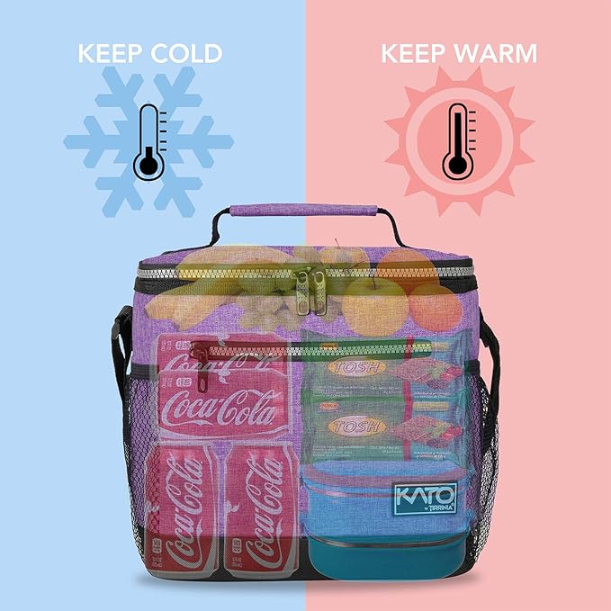 Tirrinia Large Insulated Lunch Box for Men/Women, Leakproof Thermal Lunch Bag for Office Picnic Work Beach Camping,Reusable Lunch Cooler Tote for Adult,Purple