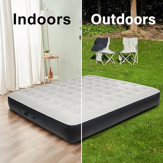 King Size Air Mattress with Built-in Pump, Inflatable Bed Blow Up Mattress for Camping