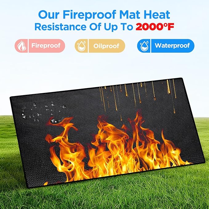 Large 76x52 inches Under Grill Mat for Outdoor Grill,Double-Sided Fireproof Grill Pad for Fire Pit,Indoor Fireplace Mat Fire Pit Mat,Oil-Proof Waterproof BBQ Protector for Deck and Patio