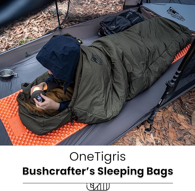 OneTigris Bushcrafter’s Sleeping Bags, Mummy Sleeping Bag for Camping Hiking Backpacking, Survival Gear