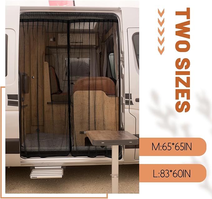 Van Bug Screen High Roof Mosquito Bug Net for Camping Screen Universal Size Mosquito Net Center Zipper Closure with Zipper Van Camping(Large, 83 x 60 Inch)