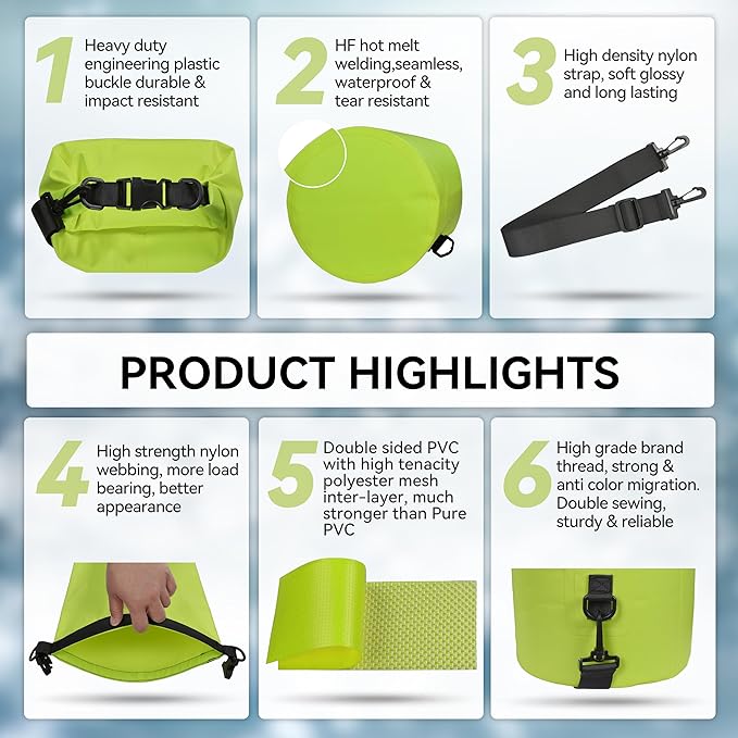 MARCHWAY Floating Waterproof Dry Bag Backpack 5L/10L/20L/30L/40L, Roll Top Sack Keeps Gear Dry for Kayaking, Rafting, Boating, Swimming, Camping, Hiking, Beach, Fishing