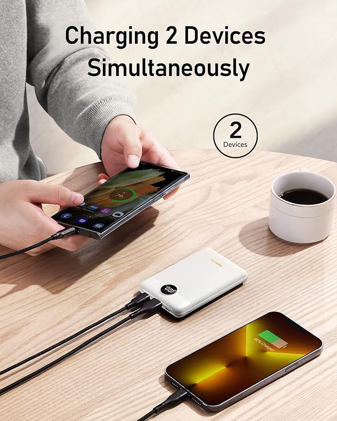 VEEKTOMX Mini Power Bank 10000mAh, 22.5W Fast Charging Small Portable Charger with PD 3.0 & QC 3.0,USB C Slim Compact iPhone Charger, Dual Output Compatible with iPhone, Samsung,Travel Must Haves