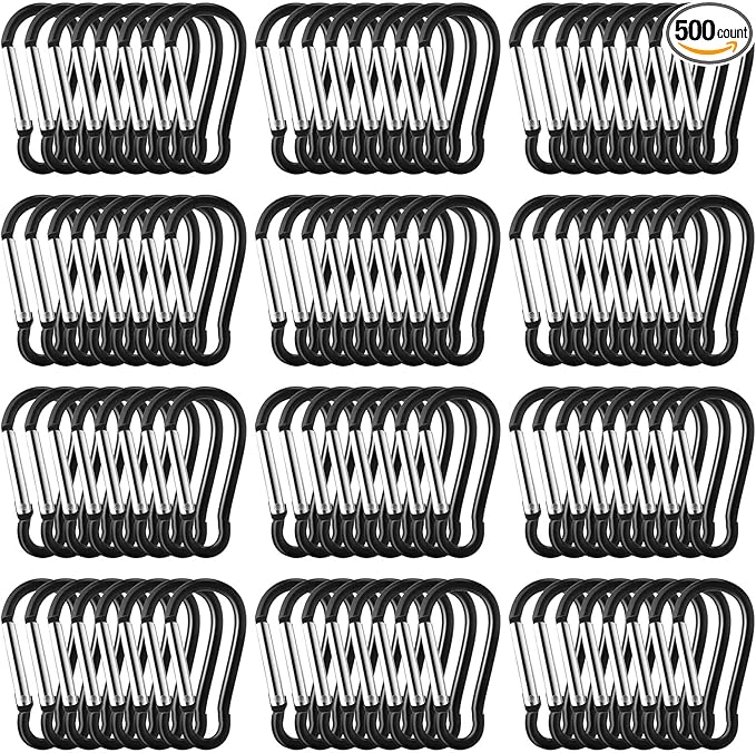 500 Pcs 2" Spring Snap Hooks Bulk Small Aluminum Alloy Clip Keychain Spring Snap Hook for Hanging Camping Hiking Traveling Fishing Outdoor
