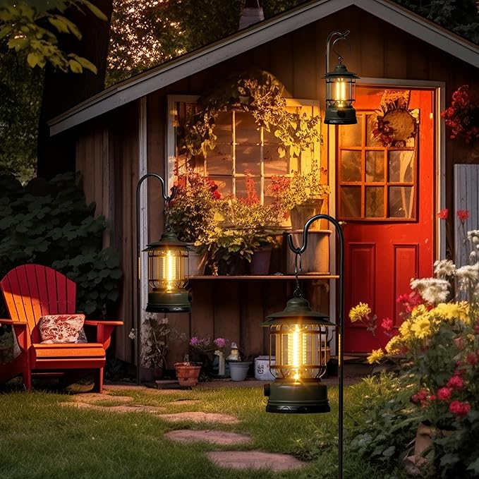 3 Pack LED Camping Lanterns Battery Powered Rechargeable Lantern with Stepless Dimming Vintage Portable Camping Lights & Lanterns for Emergency Fishing Camping Hiking Power Outage Tabletop