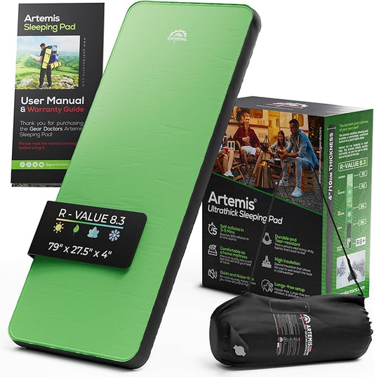 Gear Doctors Artemis 3D Self-Inflating Sleeping Pad – 8.3 R-Value Camping Mattress – Insulated Sleeping Mat for Cold Weather, Backpacking, Hiking, Tent, Outdoor Use