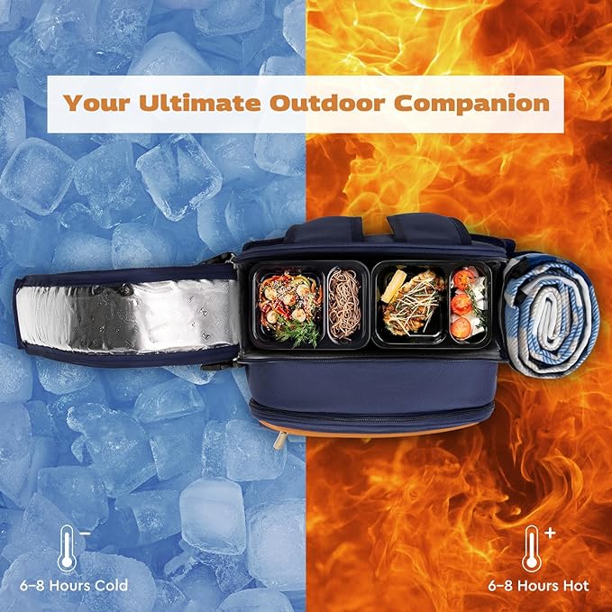 Couple Gifts 22L Picnic Basket Set, Blue Insulated Picnic Backpack for 2, Leak Proof Cooler Camping Gifts, Cool Bridal Shower Gifts Anniversary Engagement Wedding Gifts for Couples, Mr and Mrs Gifts