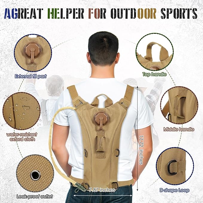 Sanwuta 2 Pcs Hydration Backpack with 3 Liter Water Bladder Tactical Lightweight 17.72 x 7.87 Inch Hydration Pack Backpack Water Backpack Hydration Bag Water Bag for Hiking Running
