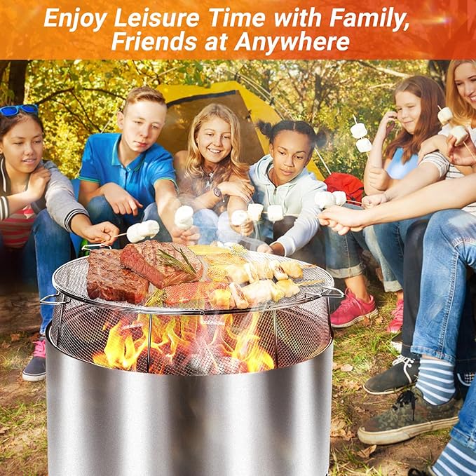 Uniflasy Fire Pit Shield and Cooking Grate for Solo Stove Yukon 27",304 Stainless Steel Spark Screen Cooking Grate for Backyard & Outdoor Fire Pits,Fire Pit Accessory Kits for Solo Stove Yukon