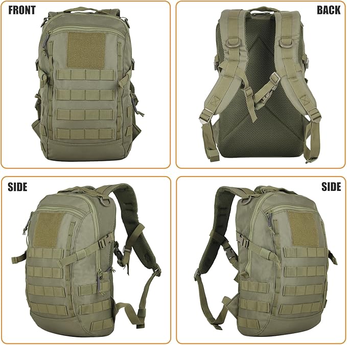 Small Tactical Backpack Military Daypack 12L Molle Bag Rucksack Army Daypack for Outdoor,Hiking,Camping,Travel (Green)