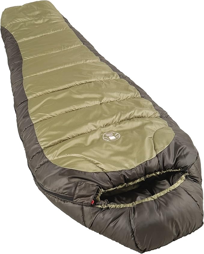 Coleman North Rim 0°F Big & Tall Sleeping Bag, Cold-Weather Mummy Sleep Sack with No-Snag Zipper & Adjustable Hood for Warmth & Ventilation