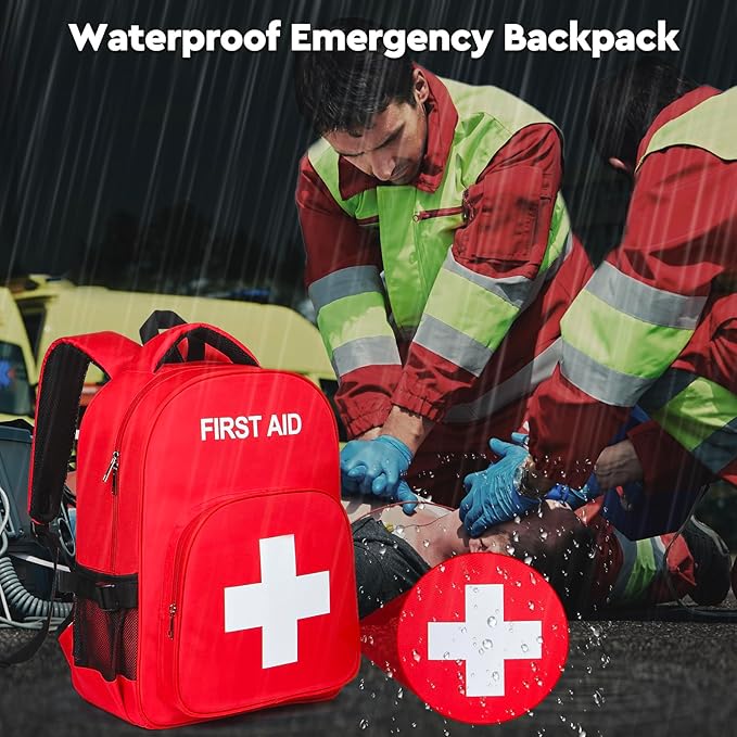 Empty First Aid Backpack, Emergency Medical Backpack with Multi-Pocket, Water-proof First Aid Bag Emergency Medical Bag, Nice for Outdoor Hiking Travel Field Trips Camping