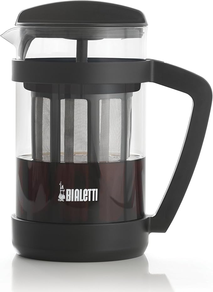 Bialetti Cold Brew Coffee Maker 06765 – Glass Carafe & Stainless Steel Mesh Filter – Compact, Portable Cold Brew Iced Coffee Maker & Tea Infuser – Best For Coarse, Ground Coffee, 24oz