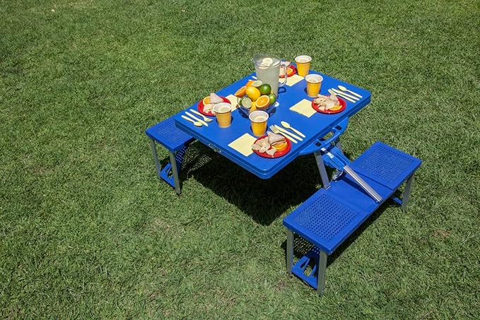 PICNIC TIME NCAA Penn State Nittany Lions Folding Picnic Table - Camping Table - Outdoor Table with Umbrella Hole, (Royal Blue)