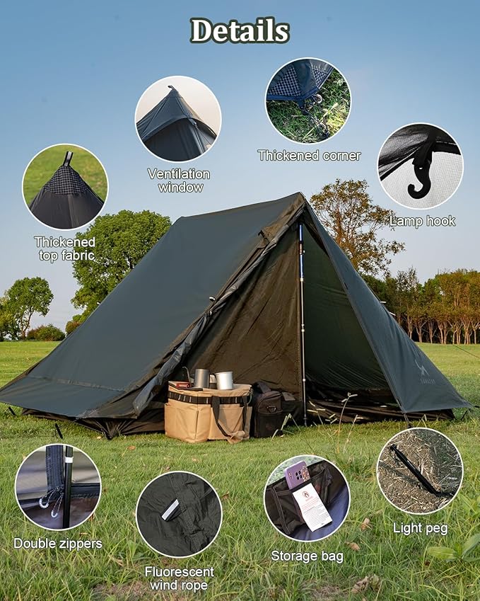 Ultralight Trekking Pole Tent for 1-2 Person,Lightweight Backpacking Tent,Waterproof Windproof Tents for Climbing,Camping,Hiking,Trekking