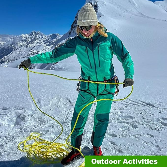 Double Braided Arborist Rope (1/2 in x 200 ft) Polyester Rope Bull Rope 48 Strands for Tree Work Climbing Pulling Swing Sailing, Fluorescent Yellow/Red