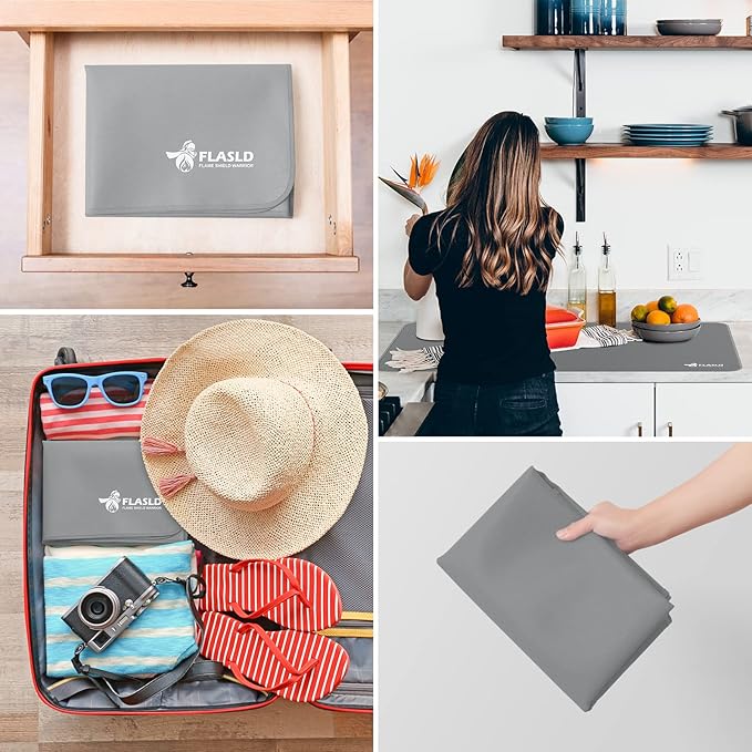 FLASLD Multi-Purpose Fireproof 24 X 42 inches Floor Mat for Indoor or Outdoor Use, Grill Pad for Fireplace, Kitchen Stove, CookTop and Hearth, Premium Deck and Patio Grill Mat, Silver Gray