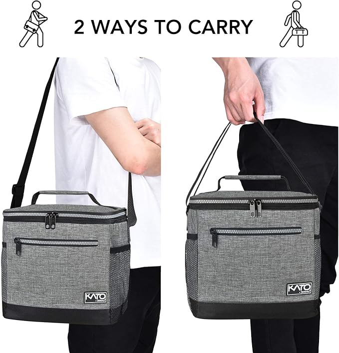 Tirrinia Large Insulated Lunch Box for Men/Women, Leakproof Thermal Lunch Bag for Office Picnic Work Beach Camping,Reusable Lunch Cooler Tote for Adult, Light Grey