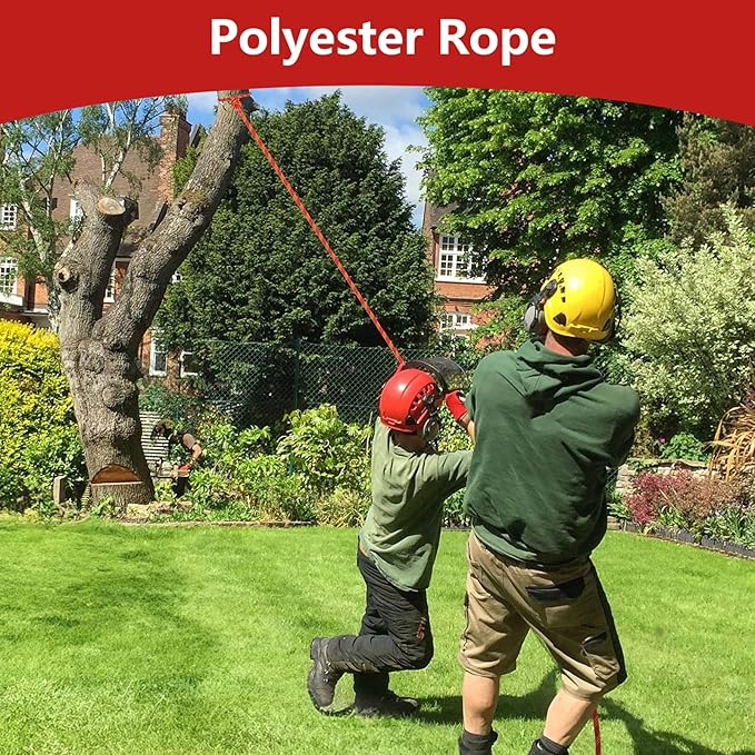Arborist Rigging Rope - Red 1/2 in x 250 Ft Static Bull Rope for Climbing Tree Felling Pulling Various Outdoor Applications Construction Swing Sailing
