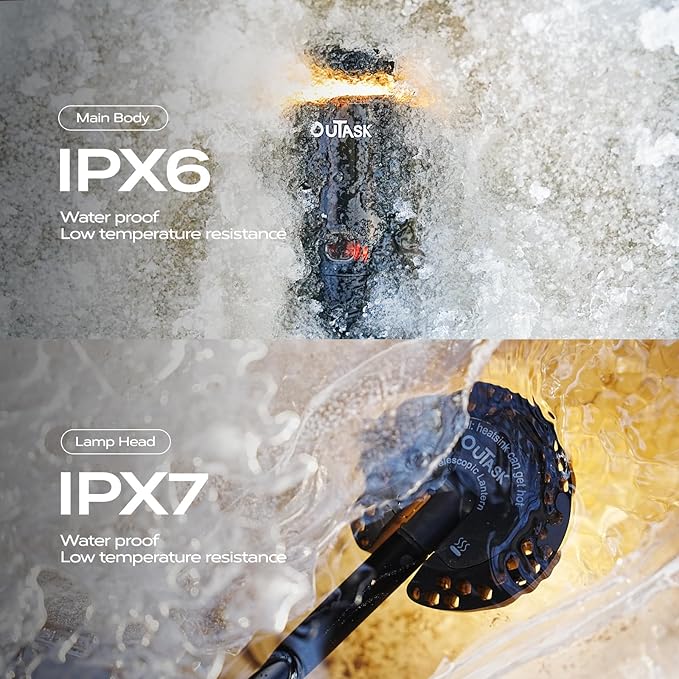 Camping Light Telescopic, Collapsible Magnetic Camping Lantern with 12000mAh Battery, Telescoping IPX6/IPX7 Waterproof Flashlights, Camping Lamp for Emergency, Camping, Hiking