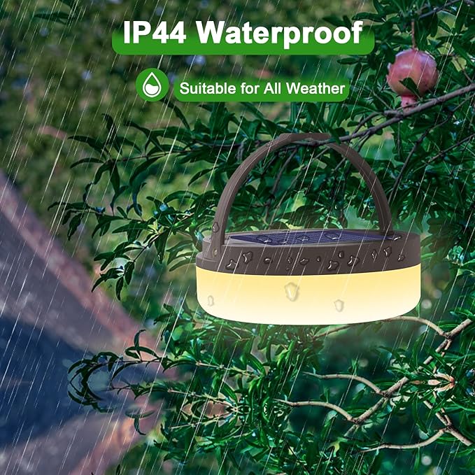 Camping String Light 4 in 1 Quick Storage 42ft Solar /USB Rechargeable 3600mAh Waterproof Hanging Outdoor Camping Lantern with 8 Lighting Modes, Portable Tent Lights for Hiking, Yard, RV (Warm Light)