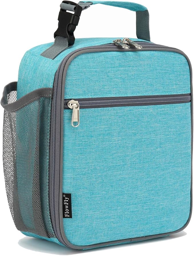 FlowFly Kids Lunch box Insulated Soft Bag Mini Cooler Back to School Thermal Meal Tote Kit for Girls, Boys, Sea Blue