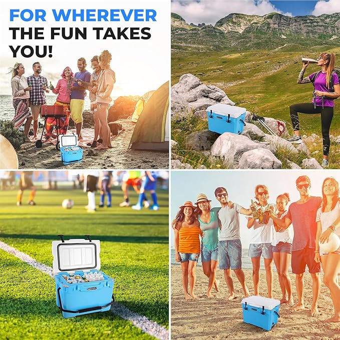 SereneLife Ultra-Tough 25 Quart Rotomolded Cooler Box, Holds Upto 36 Cans, Keeps Ice Up to 5 Days, Heavy-Duty Insulated Portable Ice Chest Box, Ideal for Travel, Camping, Beach, and Outdoor Adventures