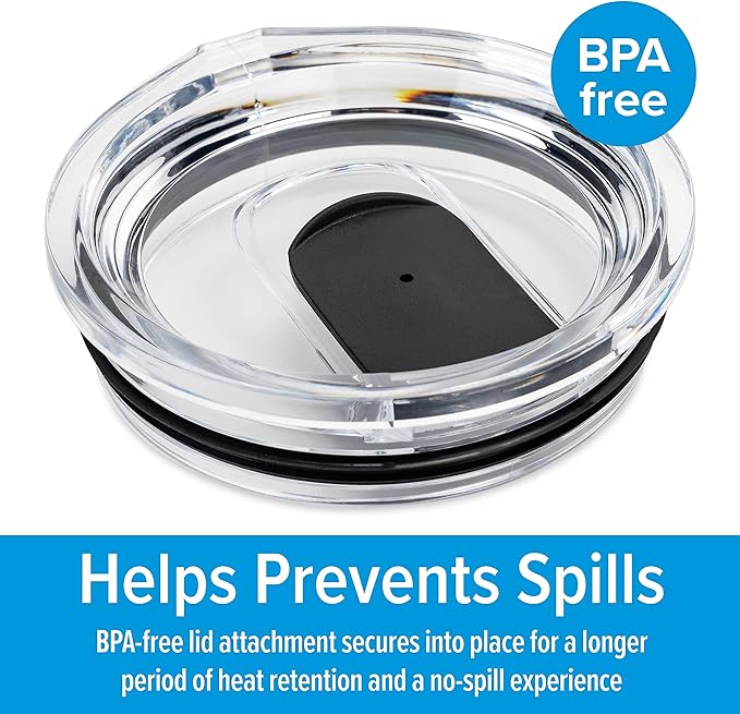 Camco Life is Better at The Campsite Tumbler | Heavy Duty Double Wall Vacuum Insulation | Crafted of 18/8 Stainless Steel | Unique “My Happy Place” Text w/Yellow Retro RV Design | 20-oz (53325)