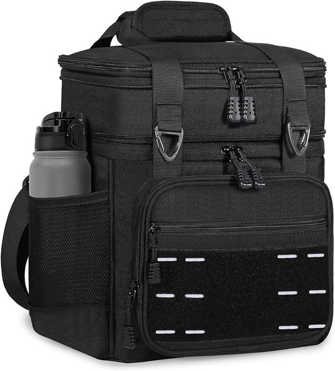 Lunch Box Cooler Bag - Insulated Tactical Lunchbox for Men - Large Lunch Pail for Adults Work Outdoor Shifts Trips Black 25L