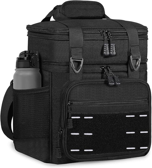 Lunch Box Cooler Bag - Insulated Tactical Lunchbox for Men - Large Lunch Pail for Adults Work Outdoor Shifts Trips Black 25L
