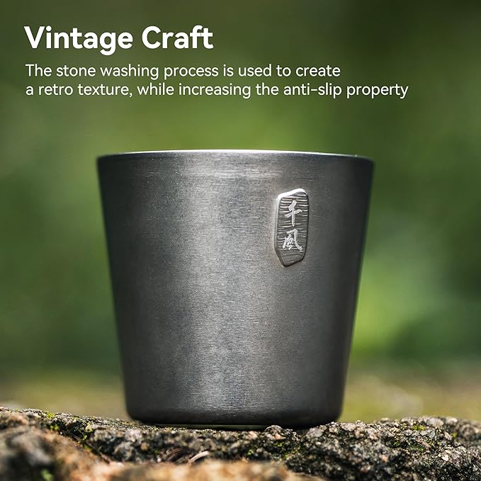 Titanium Camping Mug, Double Wall 300ml/10 oz Outdoor Cup, Anti-scald Camping Coffee Water Mug for Outdoor Hiking Backpacking