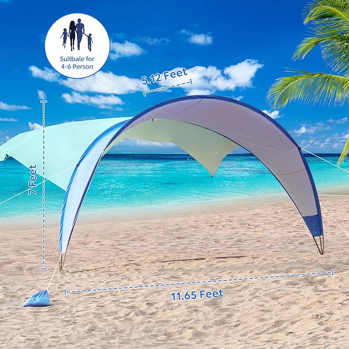 TOBTOS UPF 50+ Pop Up Beach Tent, Easy Set Up Beach Umbrella, Sun Shelter for 2-3 People UV Protection Portable Sunshade, Baby Canopy Cabana, Lightweight with Carry Bag
