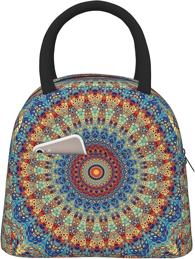 Mandala Lunch Bag Lunch Box for Women Men Boys Girls, Reusable Insulated Lunch Tote Bag, Leakproof Thermal Cooler Sack Food Handbags High Capacity for Work School Picnic Camping Gifts