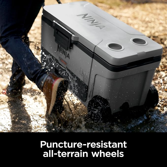 Ninja | Cooler | FrostVault 65QT Cooler with Wheels | Insulated with Temp Dry Storage Drawer | Keeps Ice Cold for Days | for The Beach, Camping, Picnics & More | Slate Gray | FB265GY